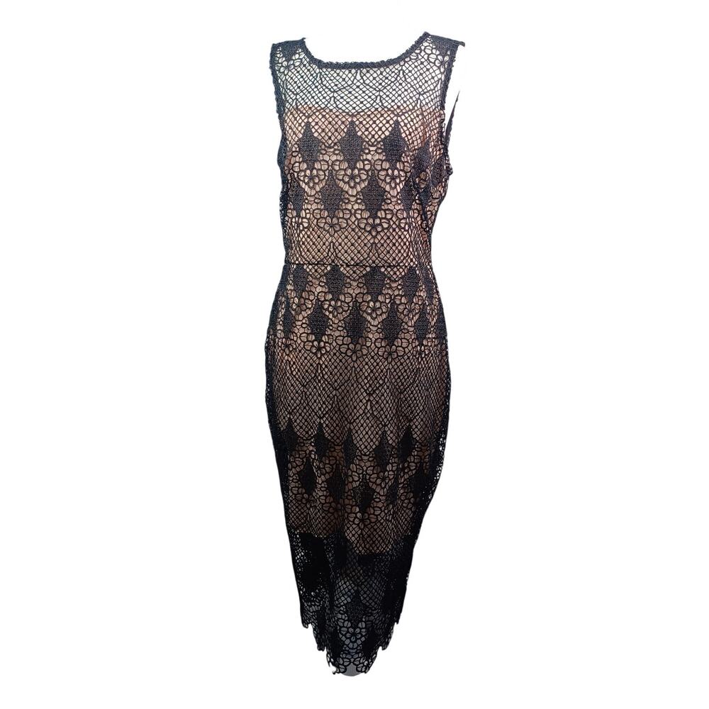 Bisou Bisou Women Black Crochet Lace Sheath Cocktail Dress 10 Whimsigoth Glamour